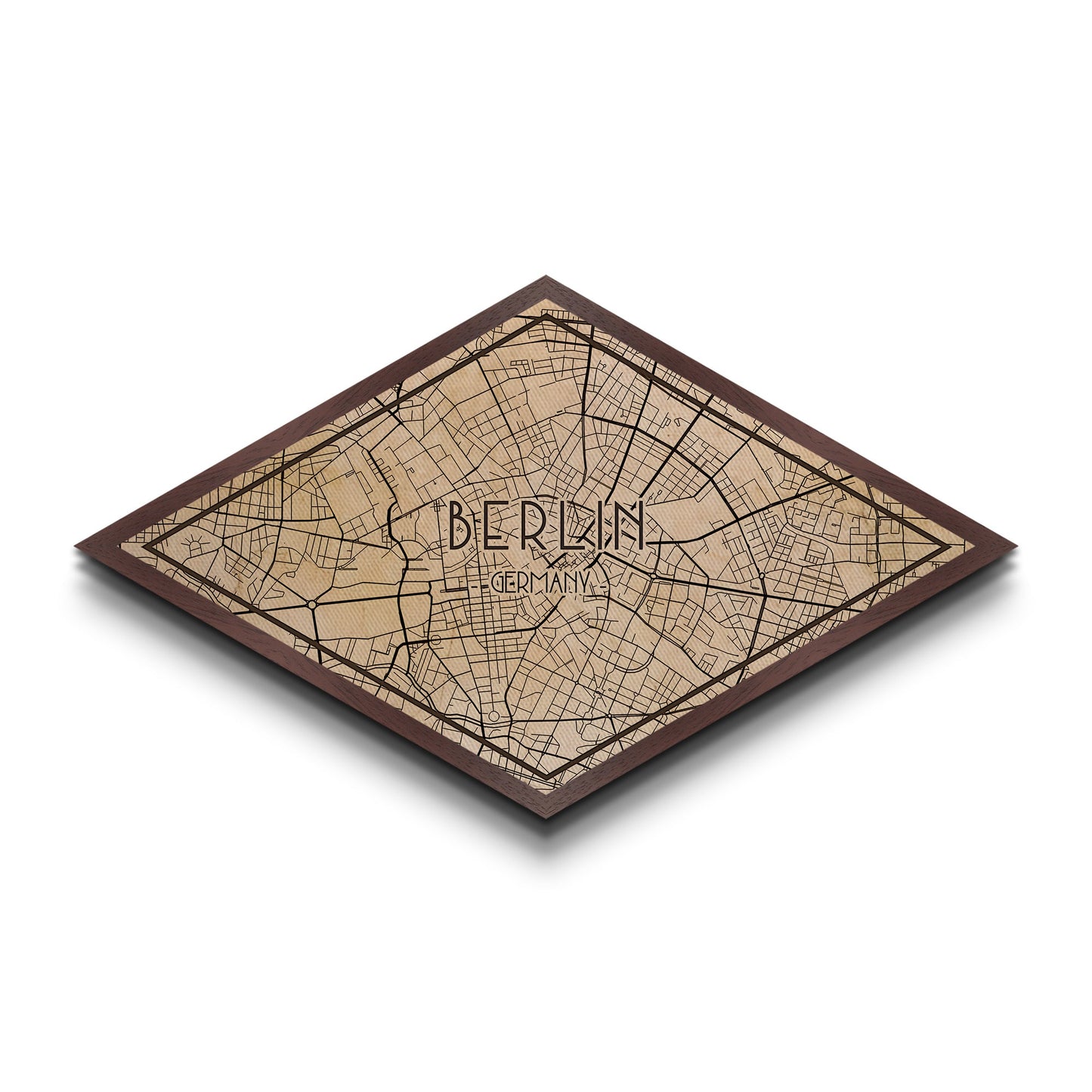 Berlin - Germany Diamond Shaped City Map, Custom Diamond Shaped Wall Art, City Map Canvas