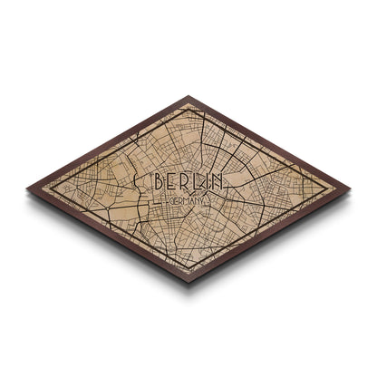Berlin - Germany Diamond Shaped City Map, Custom Diamond Shaped Wall Art, City Map Canvas
