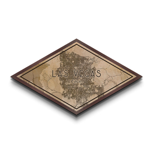 Las Vegas Diamond Shaped City Map, Custom Diamond Shaped Wall Art, City Map Canvas