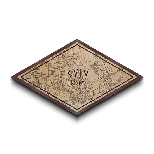 Kyiv - Ukraine Diamond Shaped City Map, Custom Diamond Shaped Wall Art, City Map Canvas