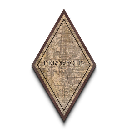 Indianapolis Diamond Shaped Travel Poster, Custom Diamond Shaped Wall Art, City Map Canvas