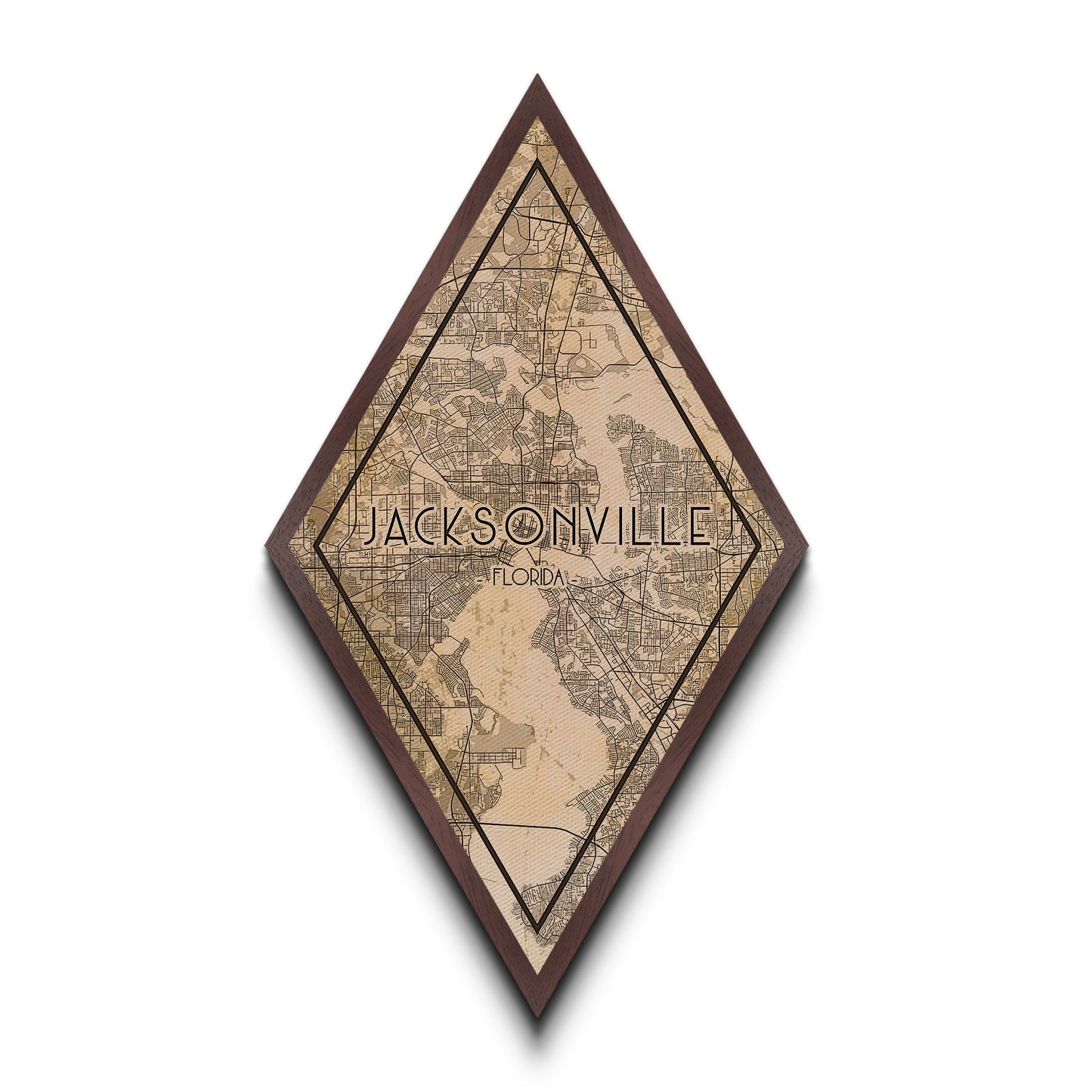 Jacksonville Diamond Shaped Travel Poster, Custom Diamond Shaped Wall Art, City Map Canvas