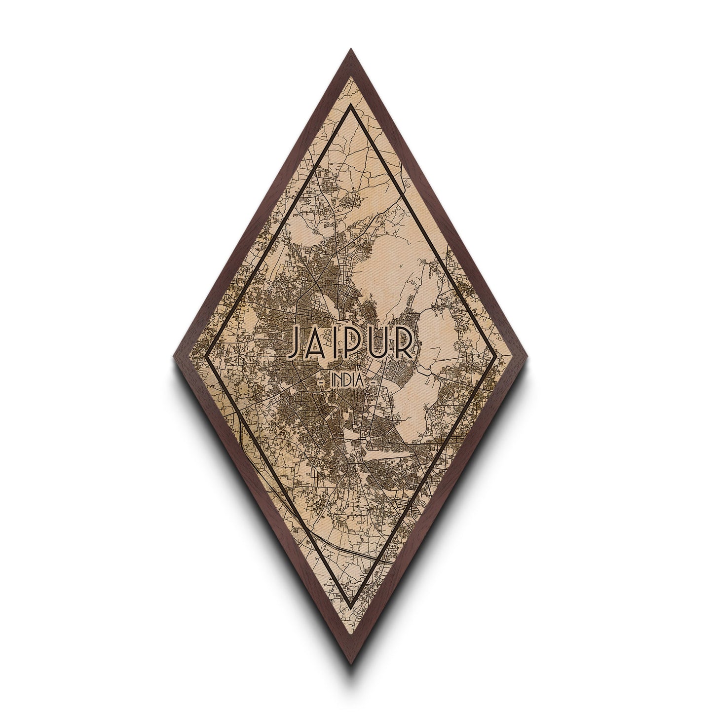 Jaipur - India Diamond Shaped Travel Poster, Custom Diamond Shaped Wall Art, City Map Canvas