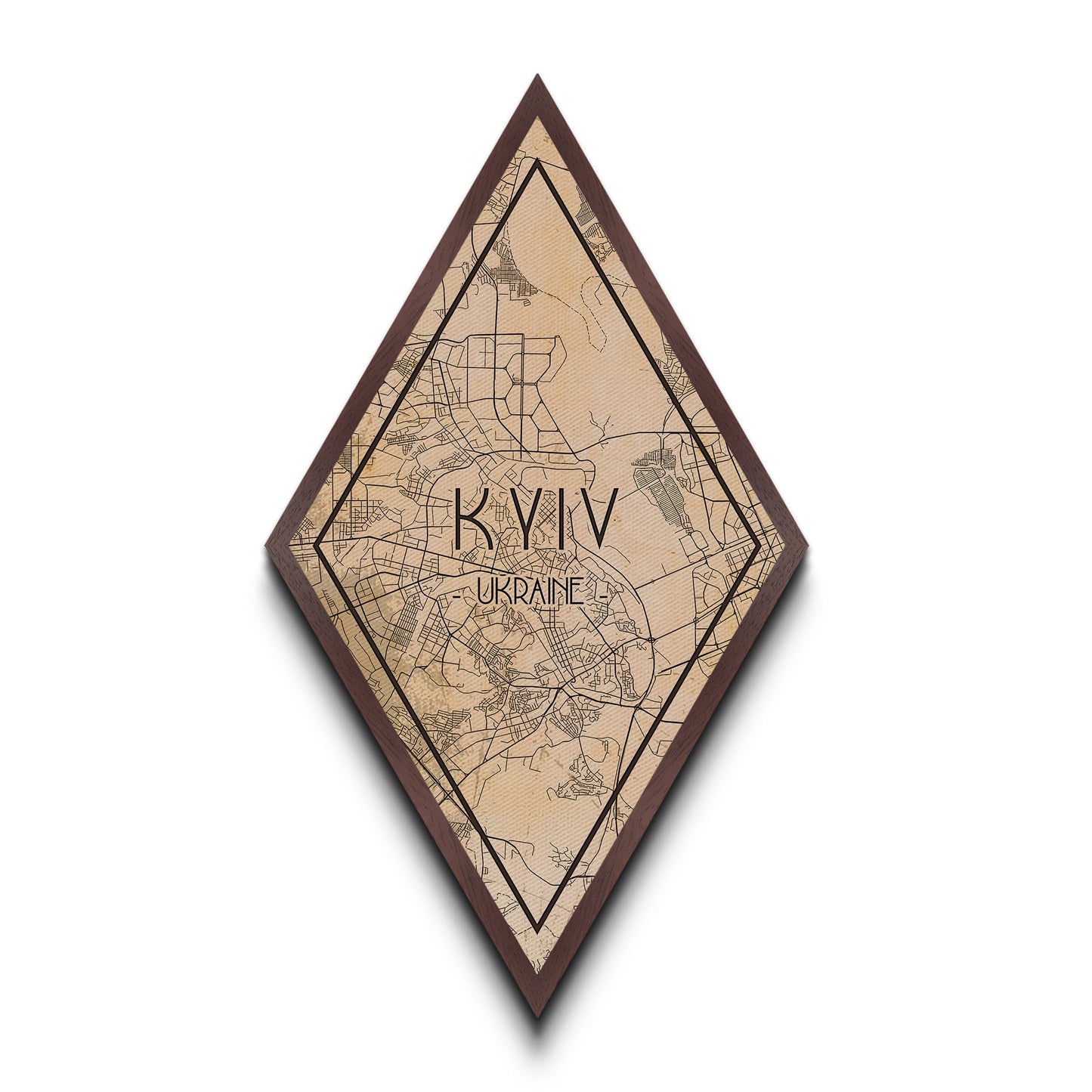 Kyiv - Ukraine Diamond Shaped Travel Poster, Custom Diamond Shaped Wall Art, City Map Canvas