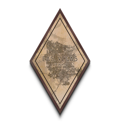 Las Vegas Diamond Shaped Travel Poster, Custom Diamond Shaped Wall Art, City Map Canvas