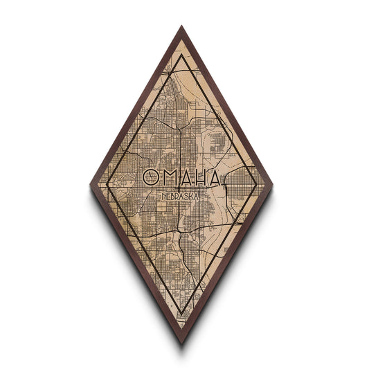 Omaha Diamond Shaped Travel Poster, Custom Diamond Shaped Wall Art, City Map Canvas