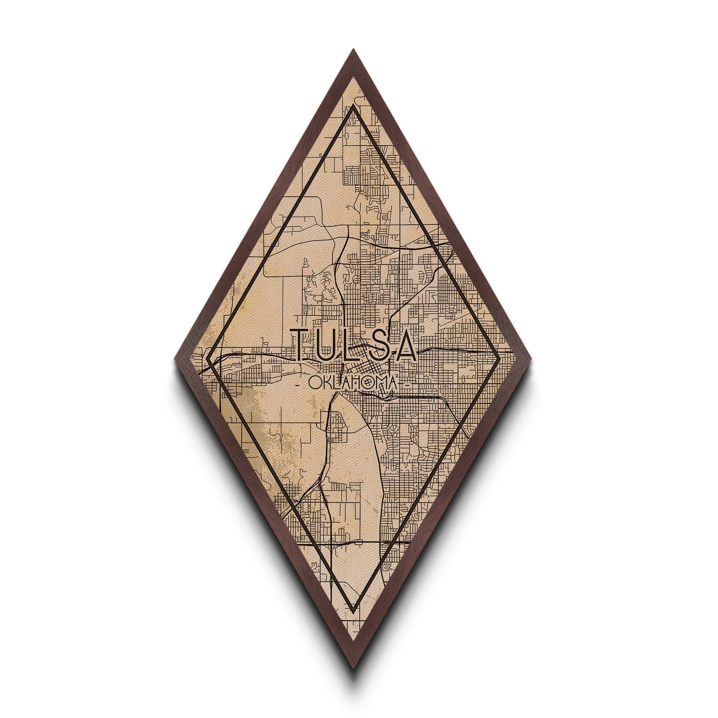 Tulsa Diamond Shaped Travel Poster, Custom Diamond Shaped Wall Art, City Map Canvas