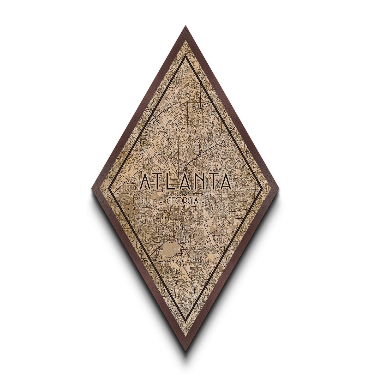 Atlanta Diamond Shaped Travel Poster, Custom Diamond Shaped Wall Art, City Map Canvas