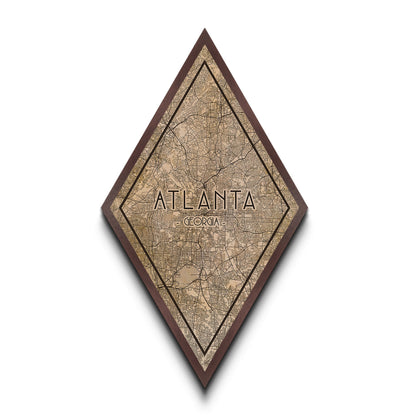 Atlanta Diamond Shaped Travel Poster, Custom Diamond Shaped Wall Art, City Map Canvas
