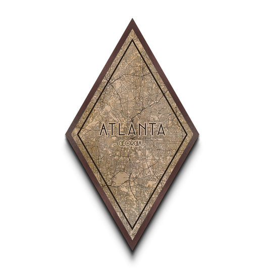 Atlanta Diamond Shaped Travel Poster, Custom Diamond Shaped Wall Art, City Map Canvas