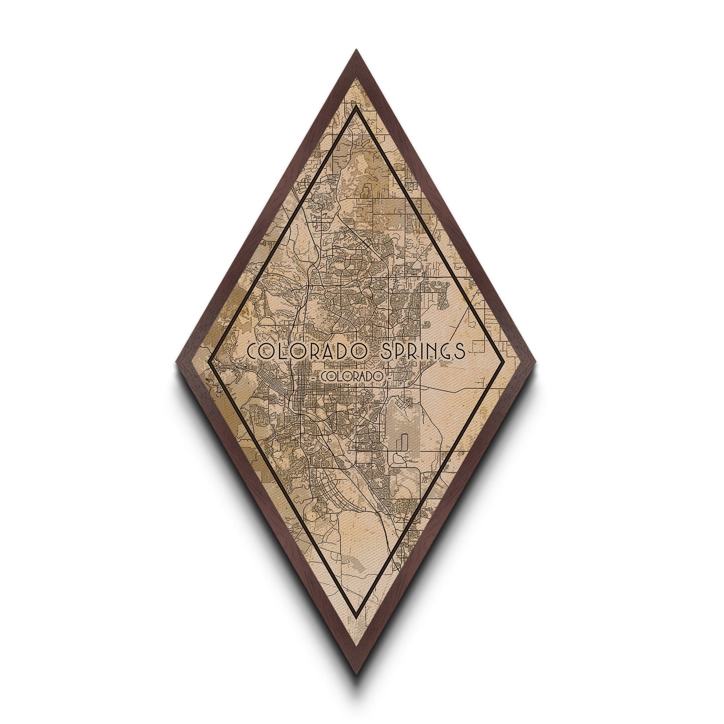 Colorado Springs Diamond Shaped Travel Poster, Custom Diamond Shaped Wall Art, City Map Canvas