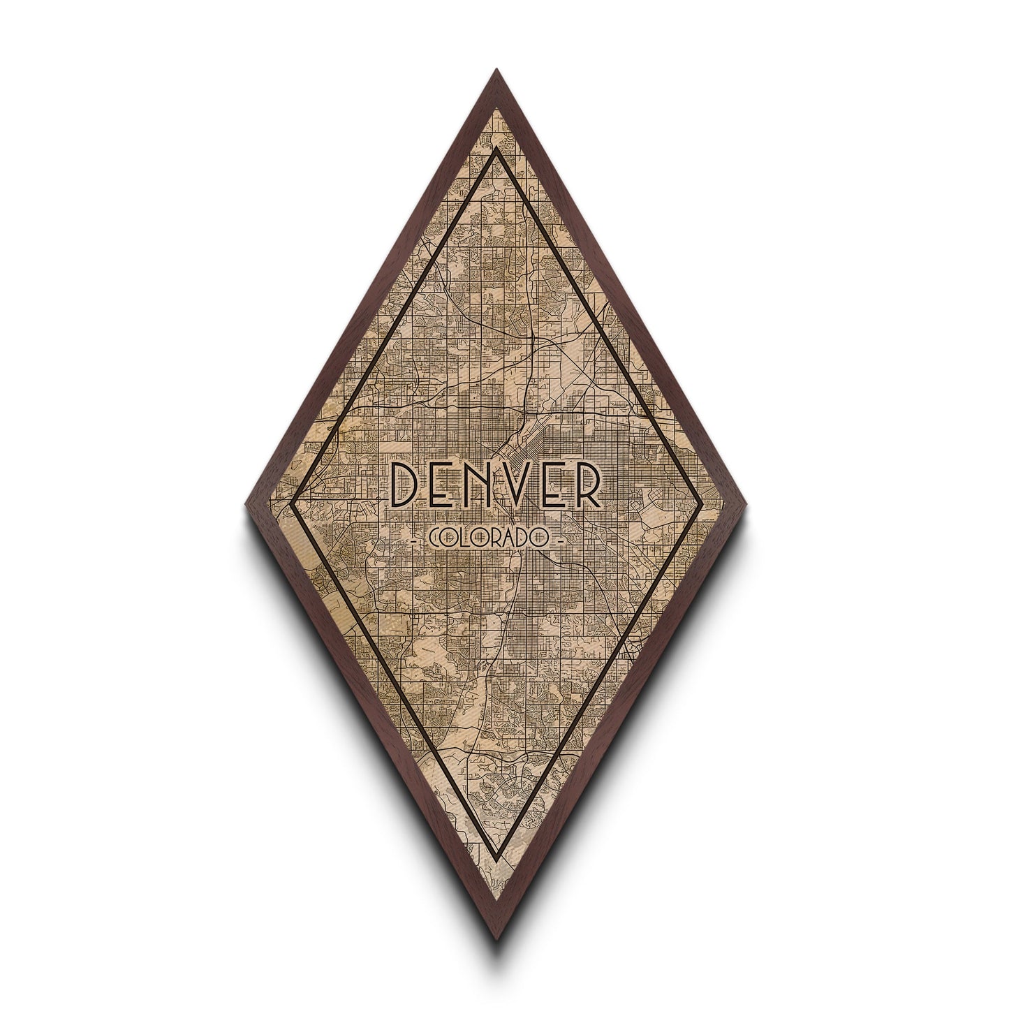 Denver Diamond Shaped Travel Poster, Custom Diamond Shaped Wall Art, City Map Canvas