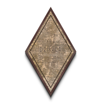 Denver Diamond Shaped Travel Poster, Custom Diamond Shaped Wall Art, City Map Canvas