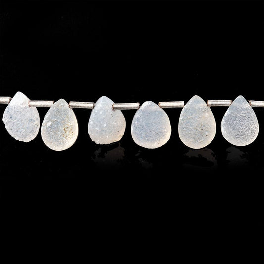9x7mm White Drusy Agate Pear Beads 8 inch 25 pieces