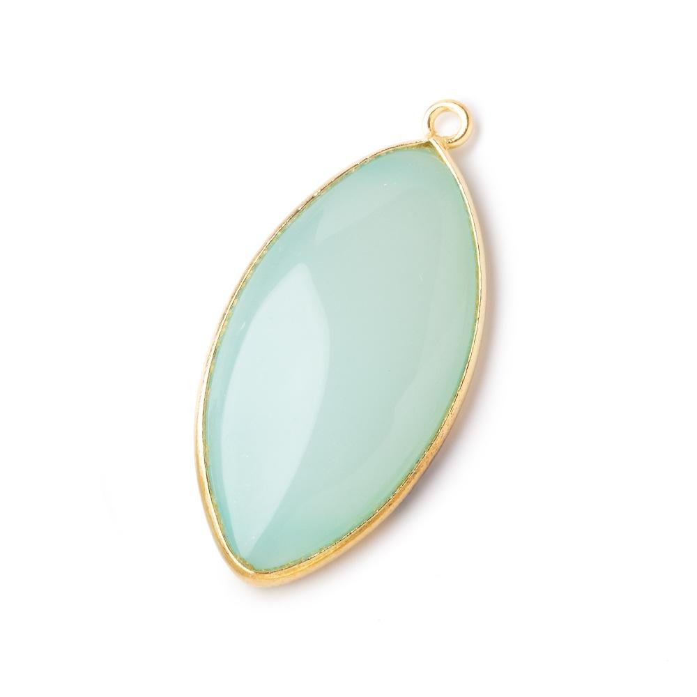 30.5x16mm Vermeil Bezel Seafoam Chalcedony Plain Marquise Pendant 1 piece