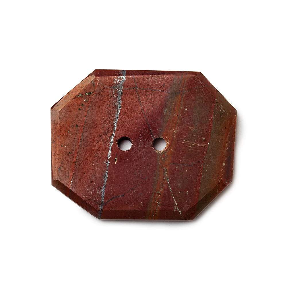 30.5x25mm Red Jasper Rectangle 2.5mm hole button 1 piece