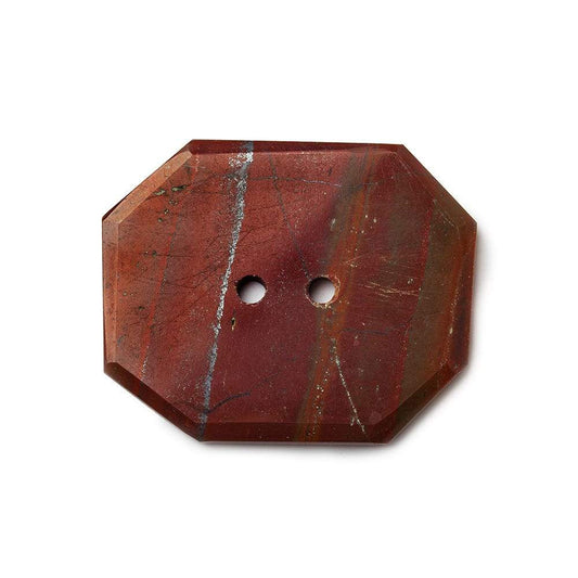 30.5x25mm Red Jasper Rectangle 2.5mm hole button 1 piece