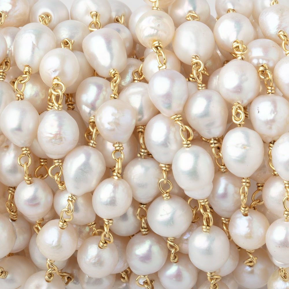 6x5-8x6mm White Petite Ultra Baroque Pearls on Vermeil Chain