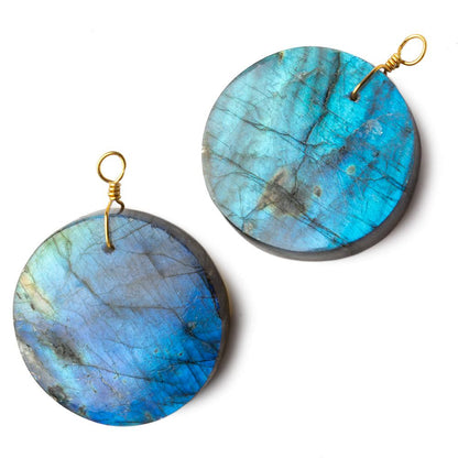 30mm Labradorite plain coin disc focal beads 1 piece A