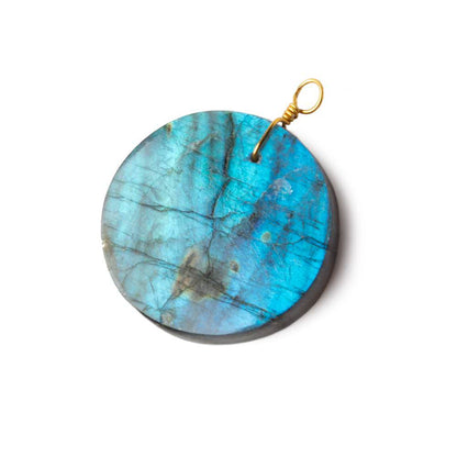 30mm Labradorite plain coin disc focal beads 1 piece A