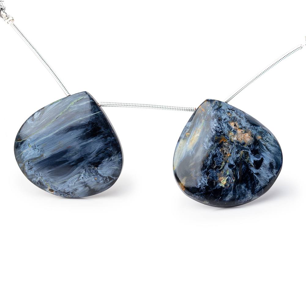 30mm Pietersite Plain Heart Focal Beads Set of 2