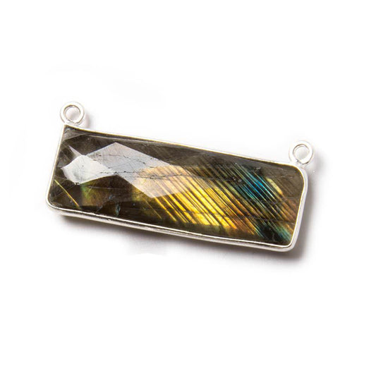 30x10mm Silver Bezeled Labradorite Rectangle East West Pendant 1 piece