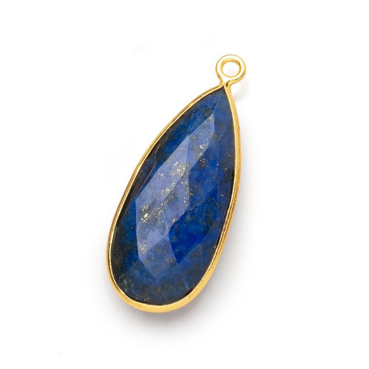 30x13.5mm Vermeil Bezel Lapis Lazuli Faceted Pear Pendant 1 piece