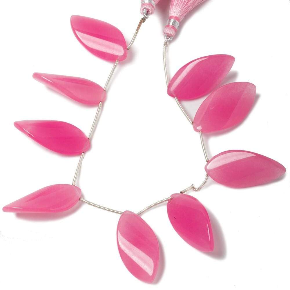 30x14mm Lipstick Pink Chalcedony Beads Plain Marquise Twist 8 inch 9 pcs