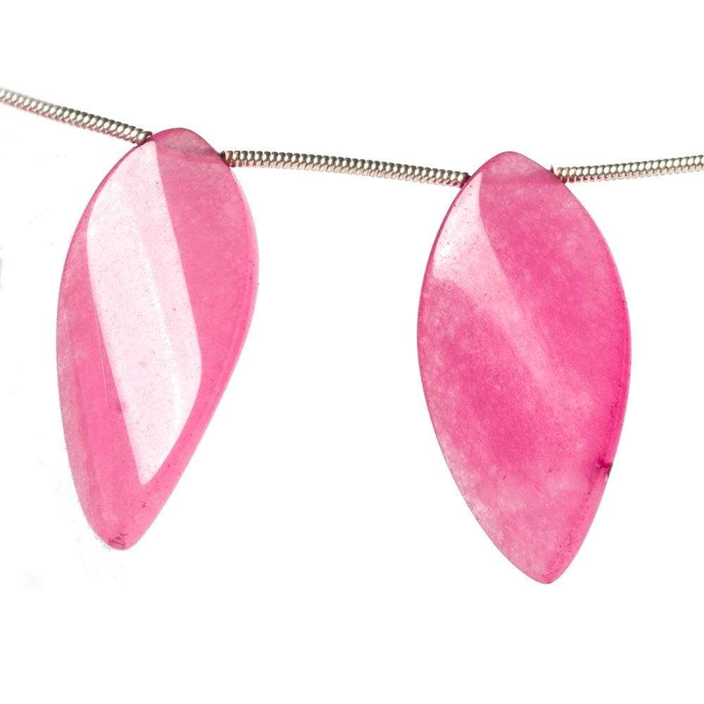 30x14mm Lipstick Pink Chalcedony Beads Plain Marquise Twist 8 inch 9 pcs