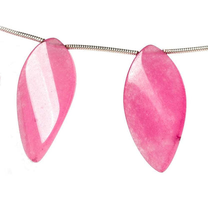 30x14mm Lipstick Pink Chalcedony Beads Plain Marquise Twist 8 inch 9 pcs