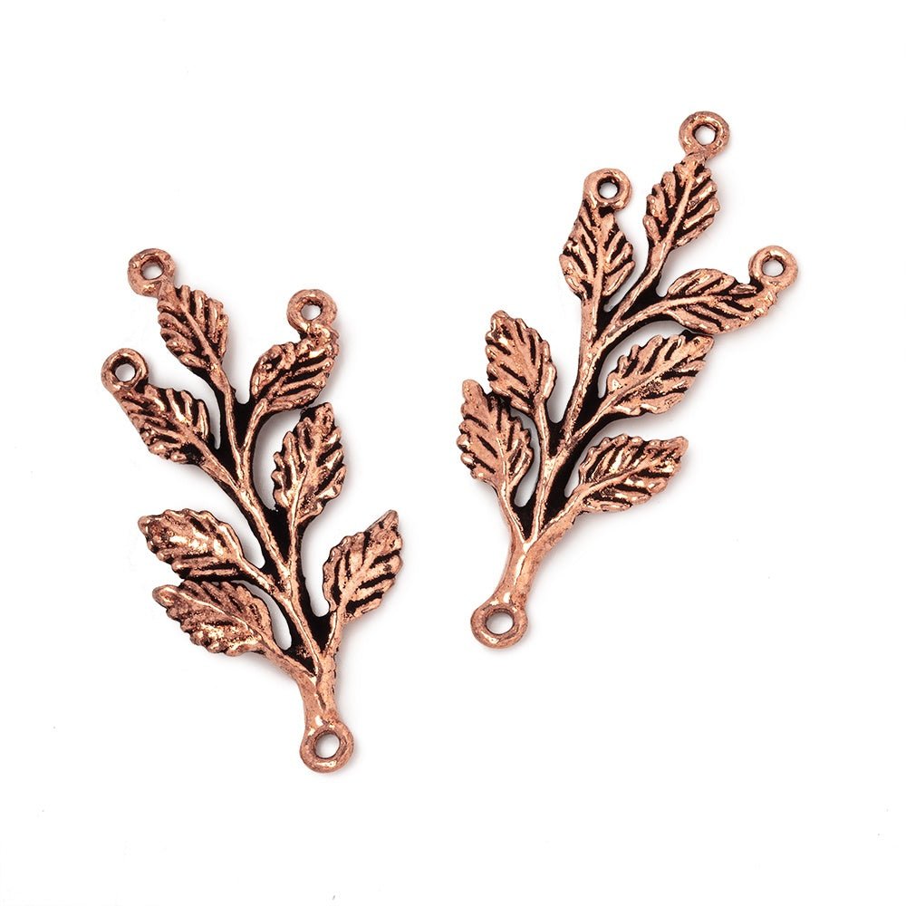 30x15mm Leafy Branch 3 Ring Charm Set of 2 pieces