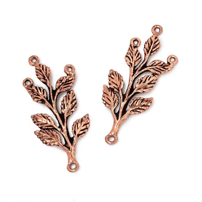 30x15mm Leafy Branch 3 Ring Charm Set of 2 pieces