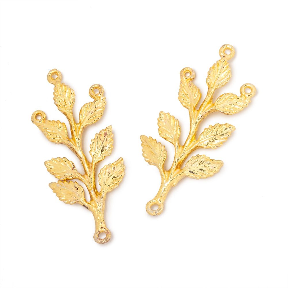 30x15mm Leafy Branch 3 Ring Charm Set of 2 pieces