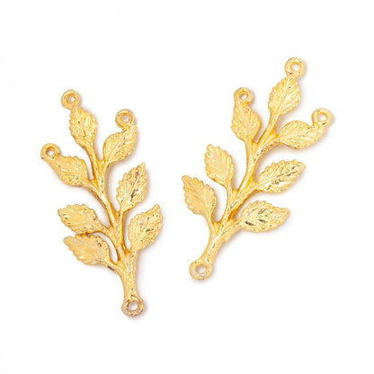 30x15mm Leafy Branch 3 Ring Charm Set of 2 pieces