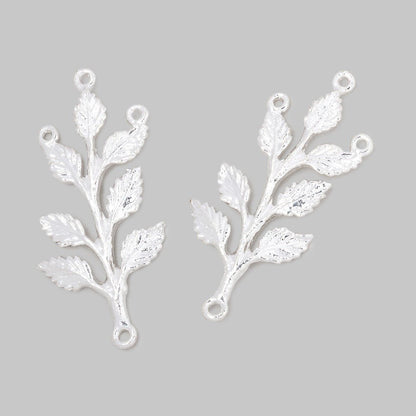 30x15mm Leafy Branch 3 Ring Charm Set of 2 pieces
