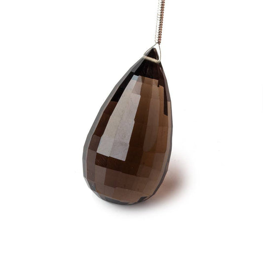 30x16mm Smoky Quartz Checkerboard Faceted Tear Drop Focal Bead 1 piece AAA