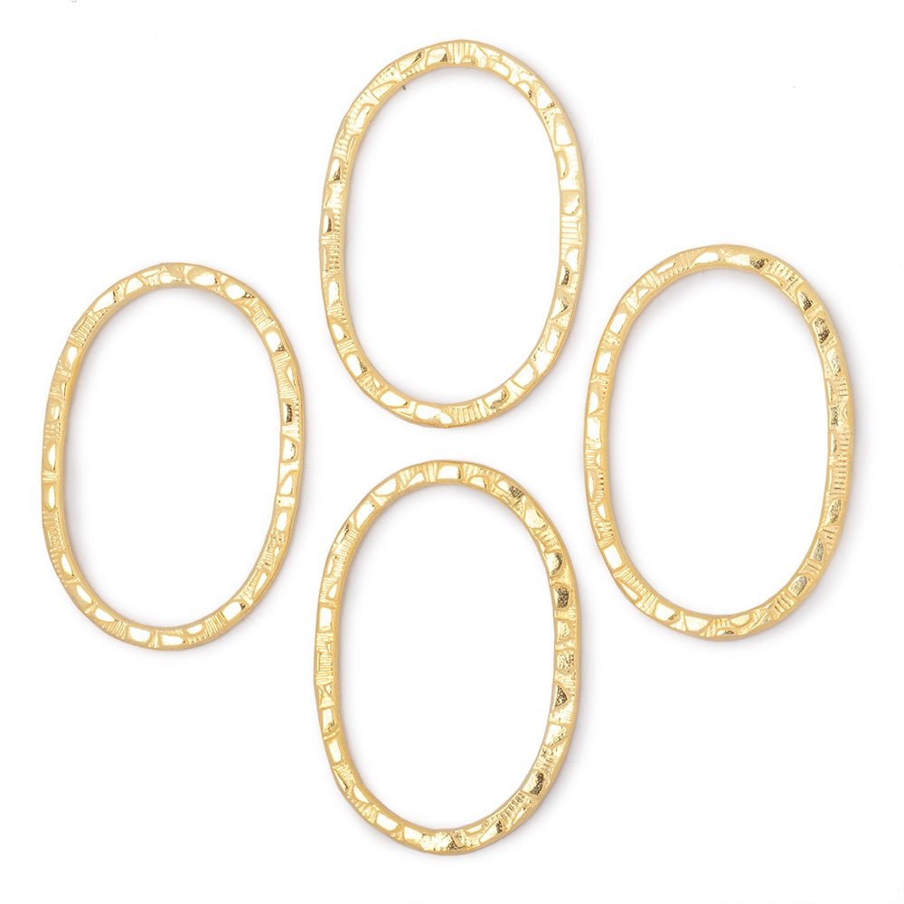 30x20mm Stamped Oval Charm Set of 4 pieces