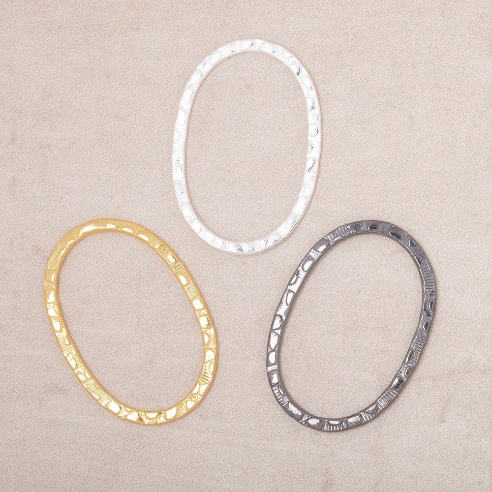 30x20mm Stamped Oval Charm Set of 4 pieces