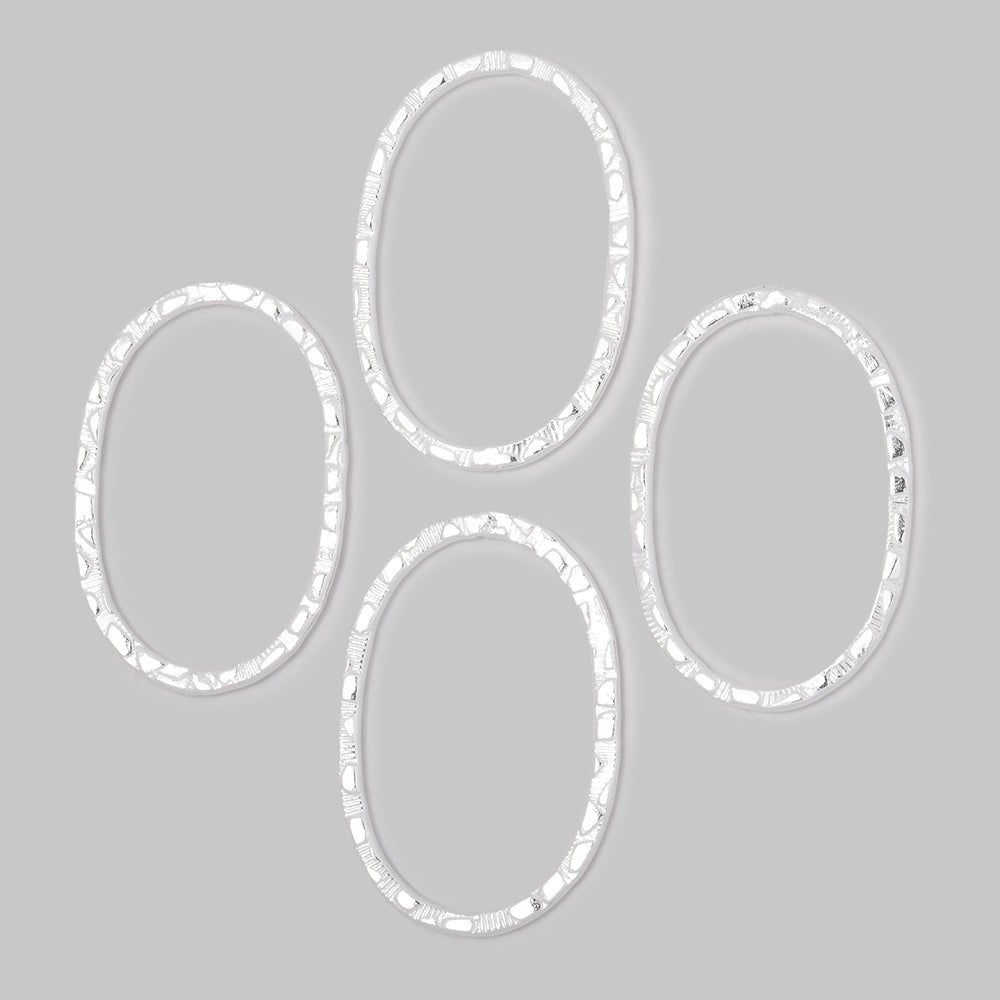 30x20mm Stamped Oval Charm Set of 4 pieces