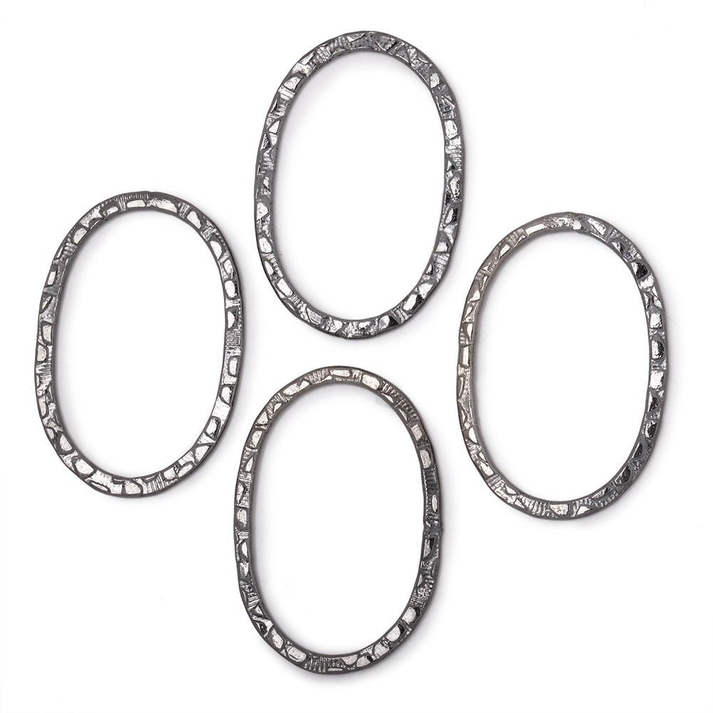 30x20mm Stamped Oval Charm Set of 4 pieces