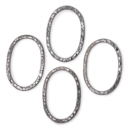 30x20mm Stamped Oval Charm Set of 4 pieces
