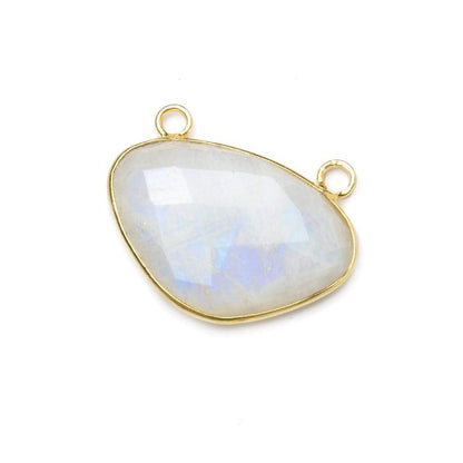 30x20mm Vermeil Bezel Rainbow Moonstone Faceted Half Moon East West Connector 1 piece