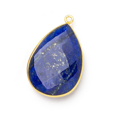 30x21mm Vermeil Bezel Lapis Lazuli Faceted Pear Pendant 1 piece