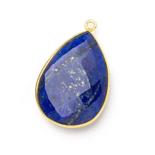 30x21mm Vermeil Bezel Lapis Lazuli Faceted Pear Pendant 1 piece