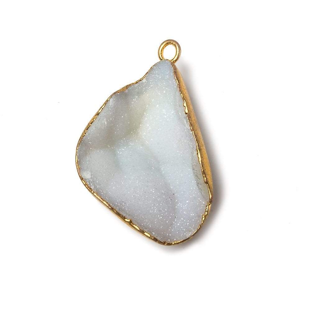 30x21x9mm 22kt Gold Leaf Edged White Drusy Focal Pendant 1 piece