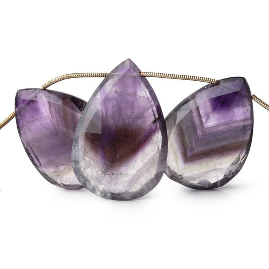 30x22-34x23mm Houndstooth Cape Amethyst Faceted Pear Beads 8 inch 8 pieces