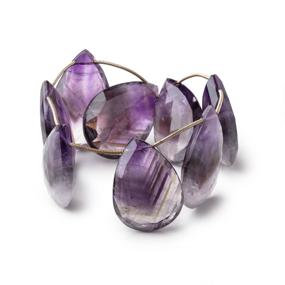 30x22-34x23mm Houndstooth Cape Amethyst Faceted Pear Beads 8 inch 8 pieces