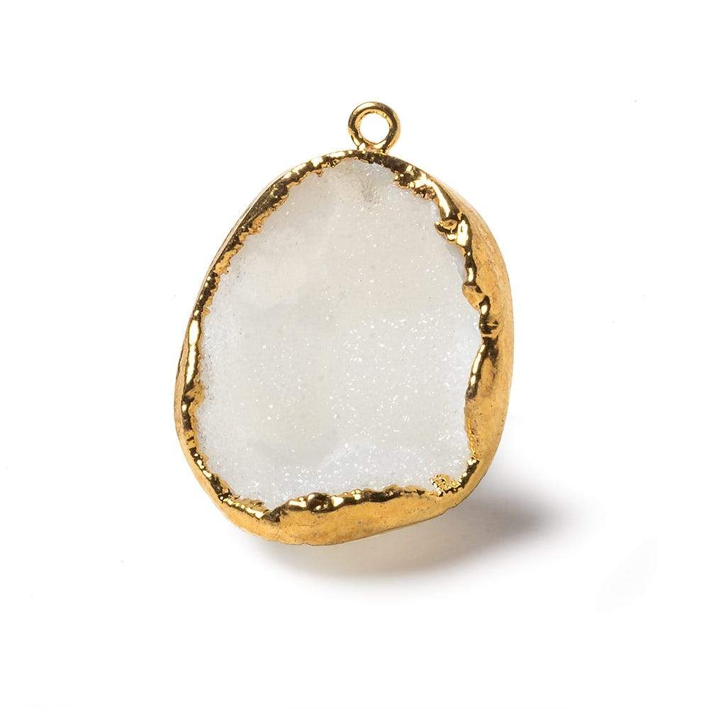30x22x14mm Gold Leaf Edge White Agate Drusy Pendant 1 piece