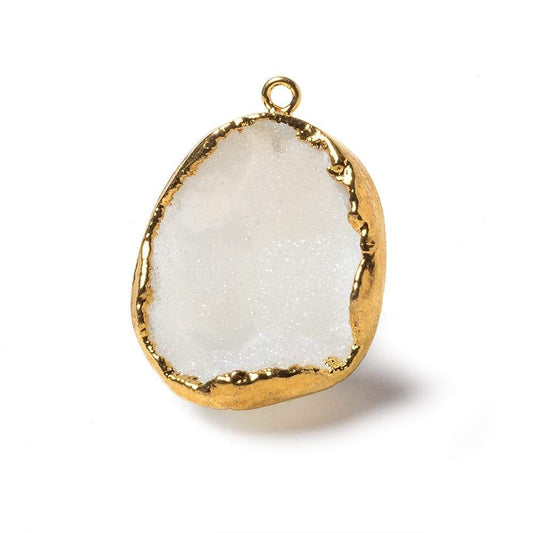 30x22x14mm Gold Leaf Edge White Agate Drusy Pendant 1 piece