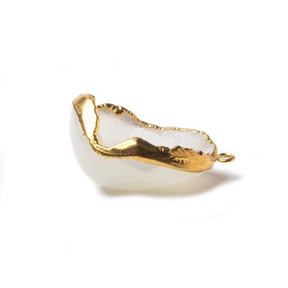 30x22x14mm Gold Leaf Edge White Agate Drusy Pendant 1 piece